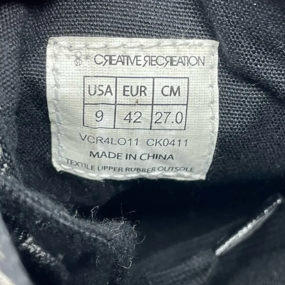 Creative Recreation Cesario Black Chambray Low Sneakers Mens Size 9
